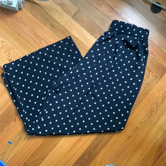 Shelly Walsh (designer) Pants - 100% Silk - Wide Leg - Navy & Cream Polka Dots - Special Edition by Shelly Walsh
